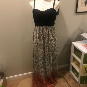 Maurice’s animal print ombré maxi dress with eyelet detail size medium